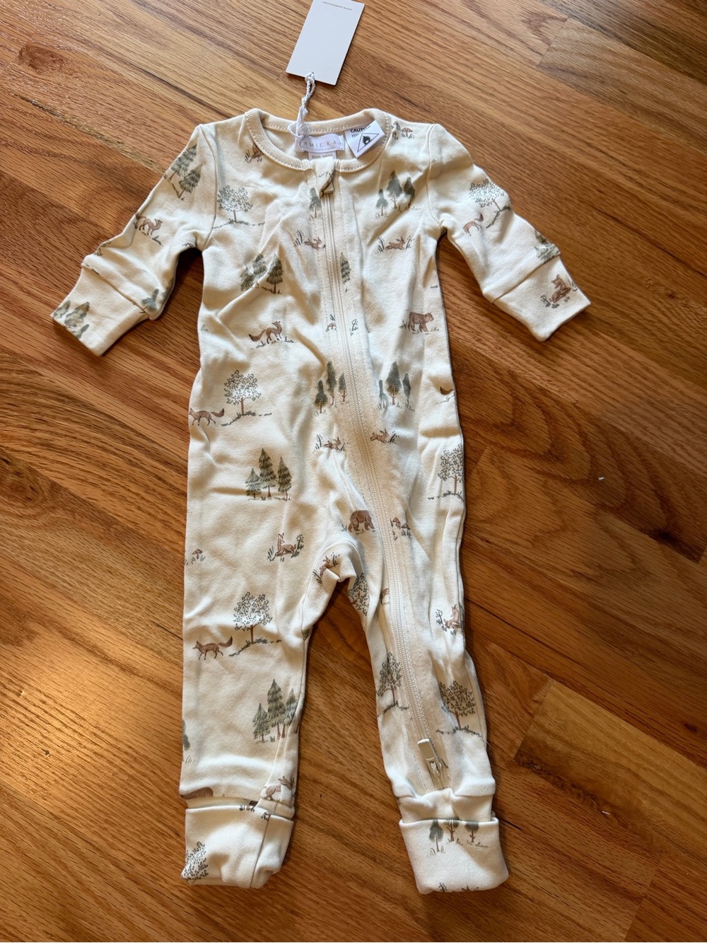 Jamie Kay Cream Forest-Print Baby One-Piece NWT
